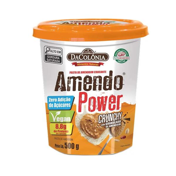 PASTA INTEGRAL AMENDOIM DACOLONIA 500G POWER CRUNCHY/CA