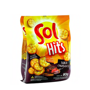BISCOITO SALGADO HITS SOL CHURRASCO 80G