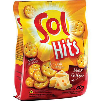 BISCOITO SALGADO HITS SOL QUEIJO 80G