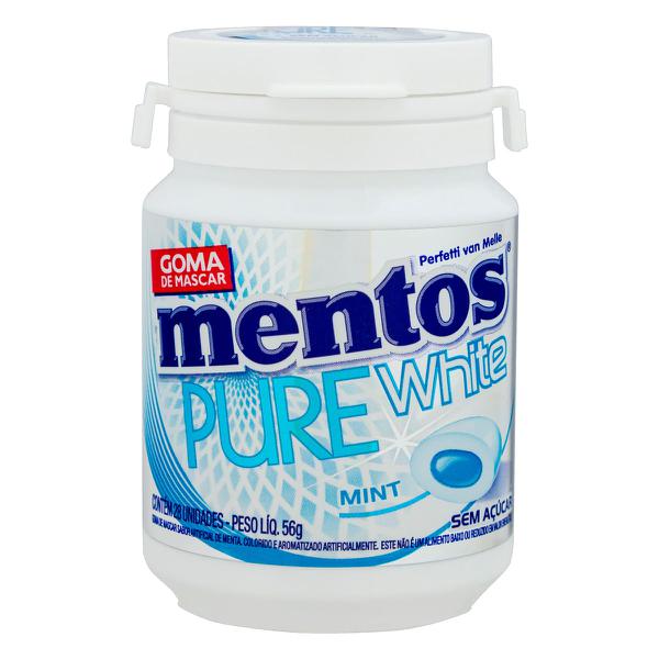 CHICLETE MENTOS PURE WHITE S/ACUCAR 56G