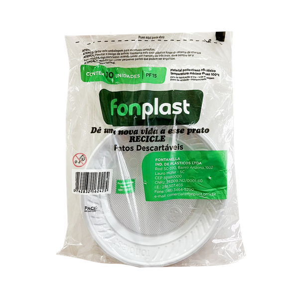 PRATO DESCARTAVEL FONPLAST C/10 PF15