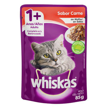 RACAO WHISKAS ADULTOS CARNE 85G