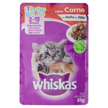 RACAO WHISKAS FILHOTE CARNE 85G