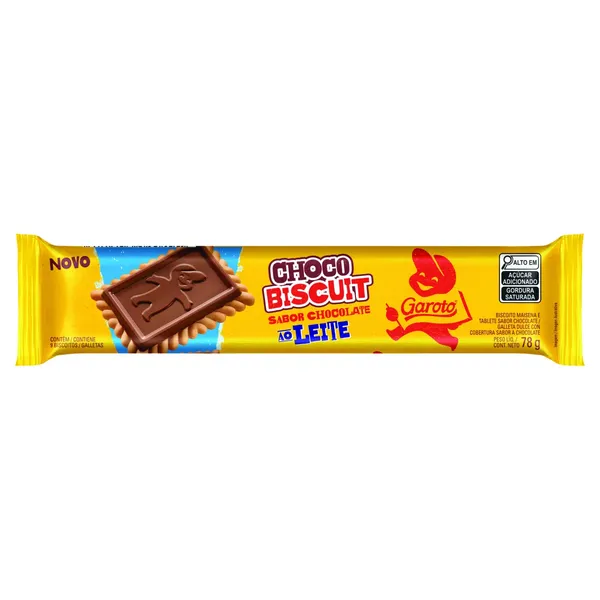 Biscoito Chocobiscuit Sabor Chocolate Ao Leite 78g Garoto