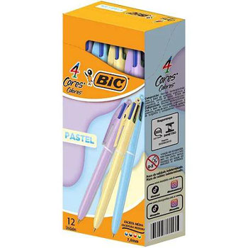 Caneta Esf. 4 Cores Pastel C/12 Bic