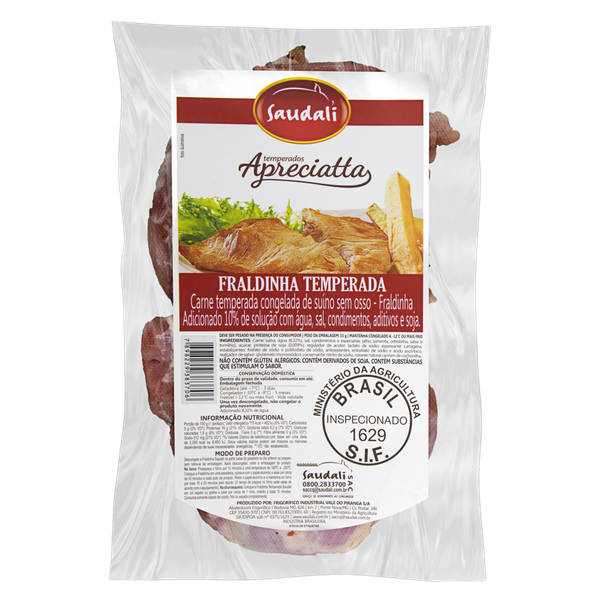 Carne Suina Fraldinha Temperada Kg Congelado Saudali