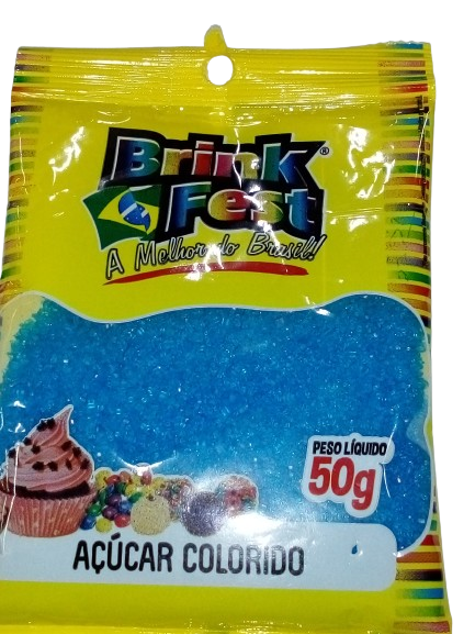 Confeito Acucar Colorido C/50g Azul Brink Fest