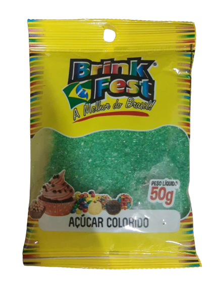 Confeito Acucar Colorido C/50g Verde Brink Fest