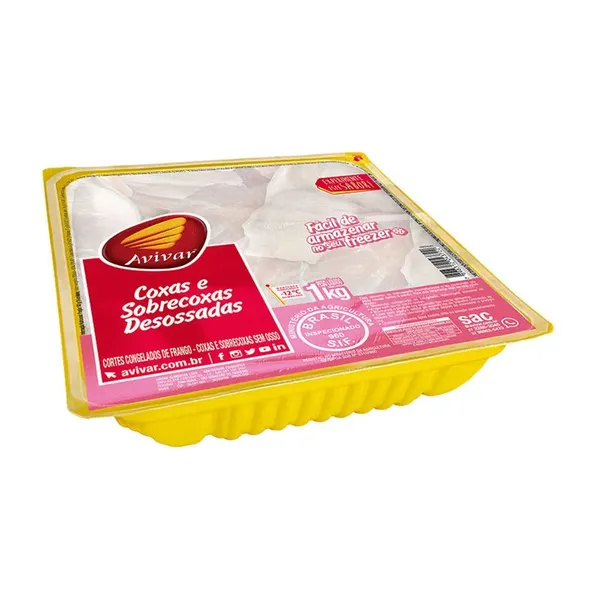 Coxa Com Sobrecoxa Frango 1kg Sem Osso Bandeja Avivar