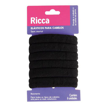 Elastico Para Cabelo Preto C/6un Ricca