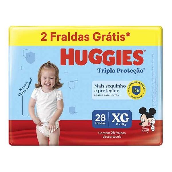 Fralda Descartavel Com 28 Tripla Protecao Xg Huggies 2 Gratis