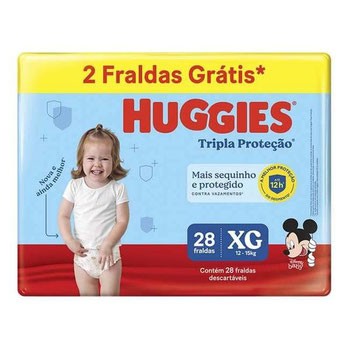 Fralda Descartavel Com 28 Tripla Protecao Xg Huggies 2 Gratis