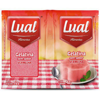 Gelatina 24g Sem Sabor Vermelha Lual