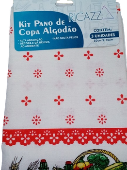 Kit Pano De Copa Algodao C/3 Ricazza