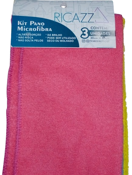 Kit Pano Microfibra Com 3 Un Ricazza
