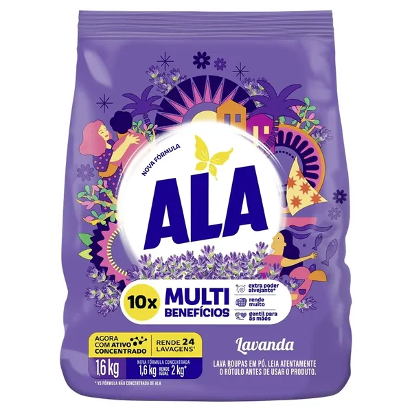 Lava Roupas Po 1,6kg Saco Lavanda Ala