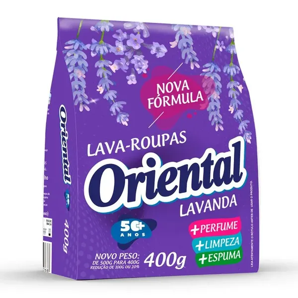Sabao em po Lava Roupas 400g Lavanda C/Enzimas Oriental