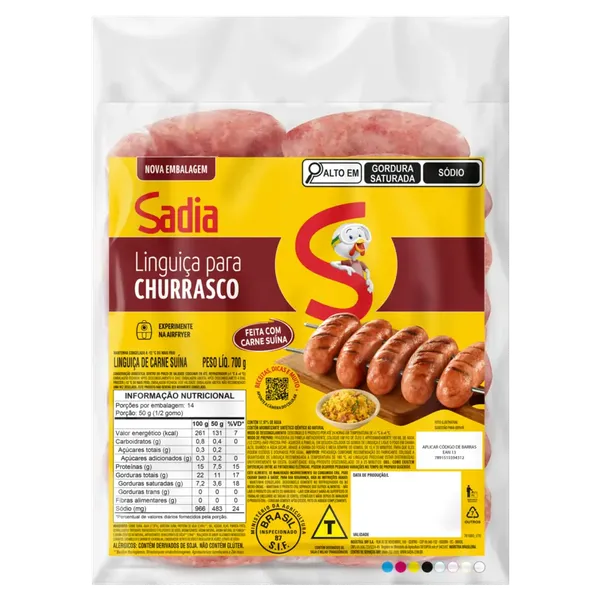 Linguica Suina Congelado 700g Sadia