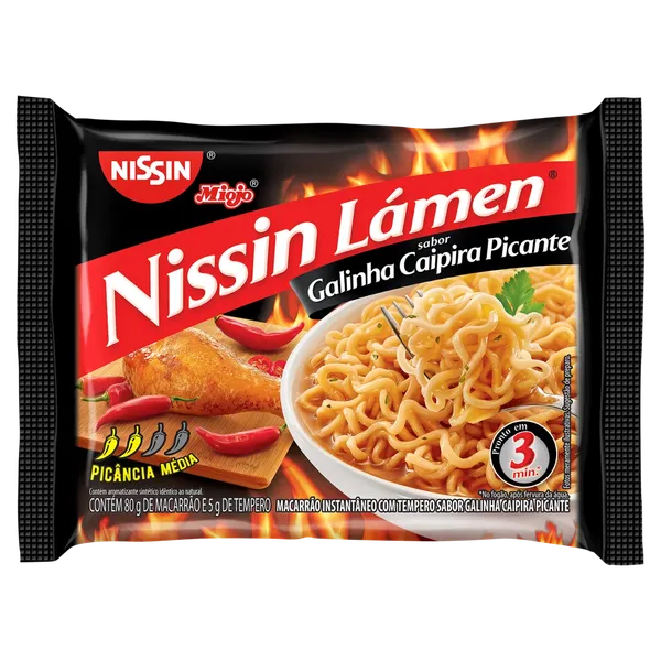 Macarrao Instantaneo Lamen Miojo Sabor Galinha Caipira Picante 80gr Nissin