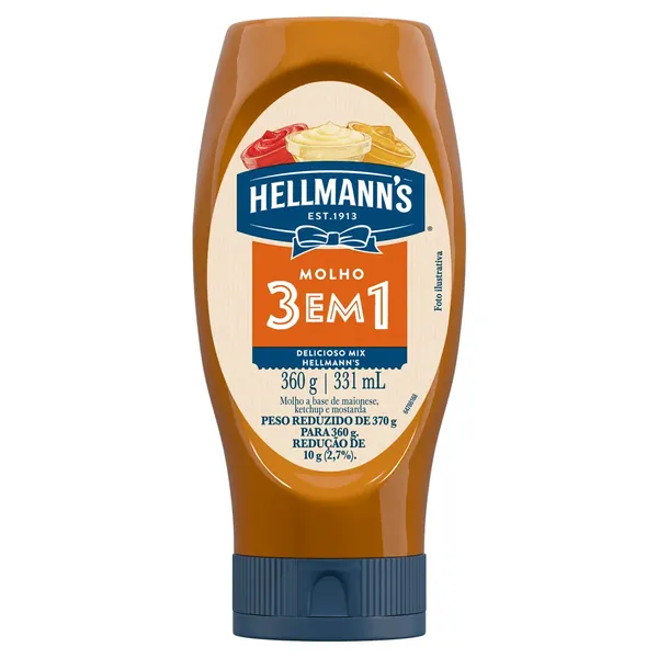 Molho Maionese 3 Em 1 360g Squeeze Hellmans
