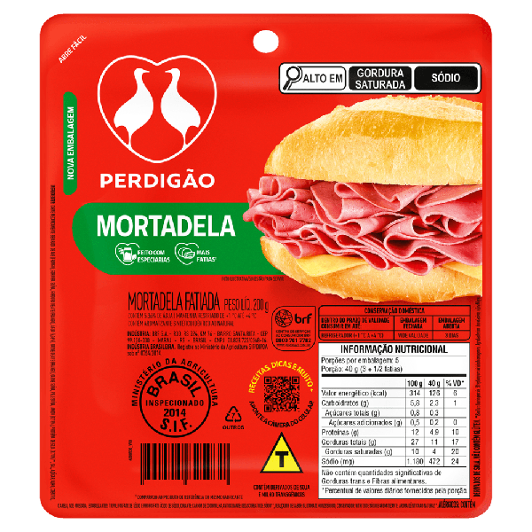 Mortadela Perdigao Bologna Fatiada 200g