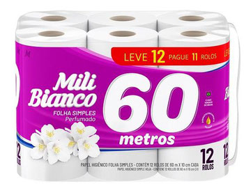 Papel Higienico Lv12 Pg11 Folha SP 577 Perfumada Mili