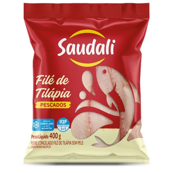Peixe File Tilapia 400g Sem Pele Saudali