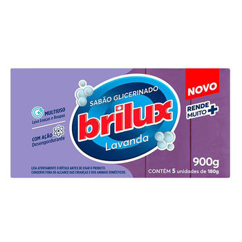 Sabao em Barra Glicerinado 5x180g Lavanda Brilux