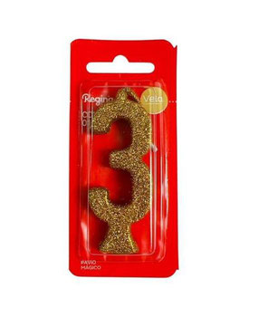 Vela Parabens N3 Glitt Dourada Regina