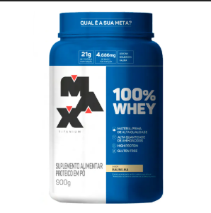 Suplemento Alim Po Max Titanium 900g 100% Whey Baunilha