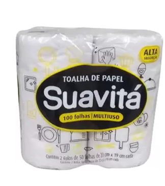 TOALHA PAPEL SUAVITA 2ROLOS 20X19CM 50FO