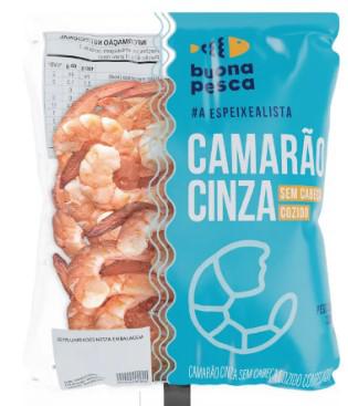 Camarão Cinza Buona Pesca s/Cabeça Cozido 50/90 200g