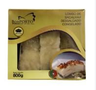 Lombo Bacalhau Morhua Bom Porto Dessalgado 800g Congelado Com Pele e Espinhas
