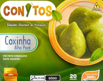Mini Salgados Conytos Gourmet Congelados 300g Coxinha de Frango com Alho poró