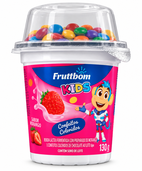 BEBIDA LÁCTEA MORANGO COM CONFEITOS  BALL FRUTTBOM