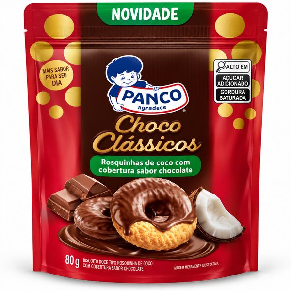 BISCOITO ROSQUINHA DE COCO COB/ CHOCO PANCO 80G