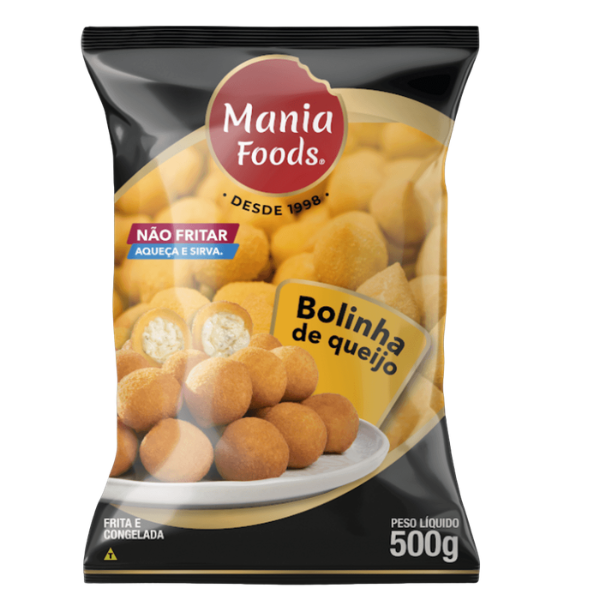 BOLINHA QUEIJO PRE-FRITA MANIA FOODS 500G