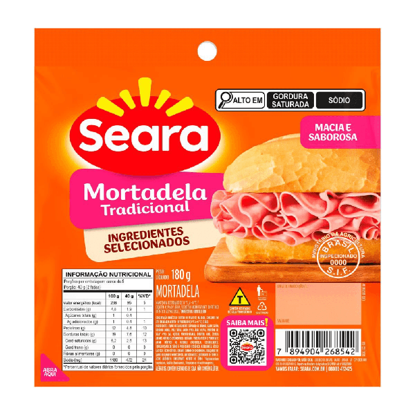 MORTADELA FAT TRADICIONAL SEARA 180G