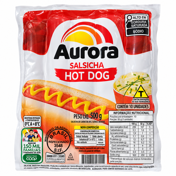 SALSICHA HOT DOG AURORA 500G