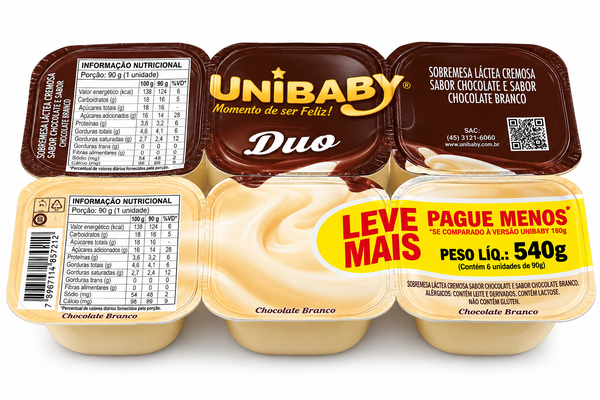 SOBREMESA LACTEA DUO BRANCO BDJ UNIBABY 540G 8