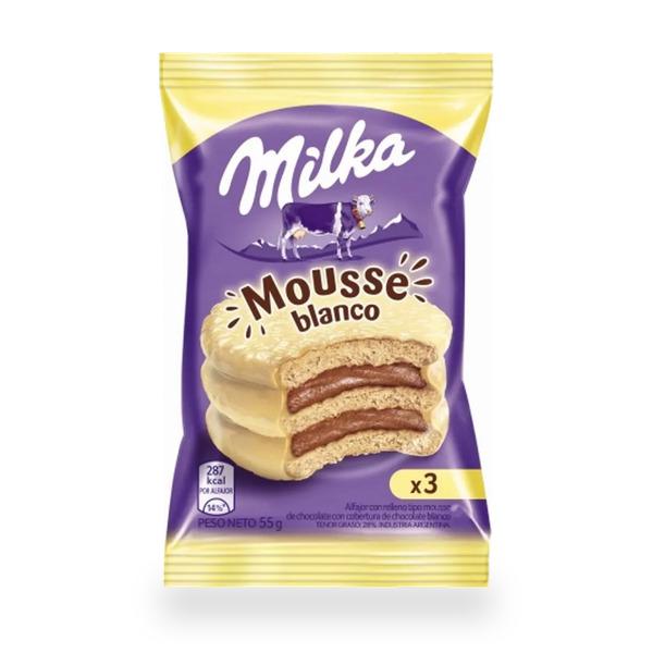 ALFAJOR MILKA MOUSSE CHOCOLATE BRANCO TRIPLO 55G