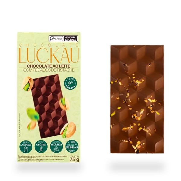 BARRA CHOCOLATE AO LEITE/PISTACHE LUCKAU 75G