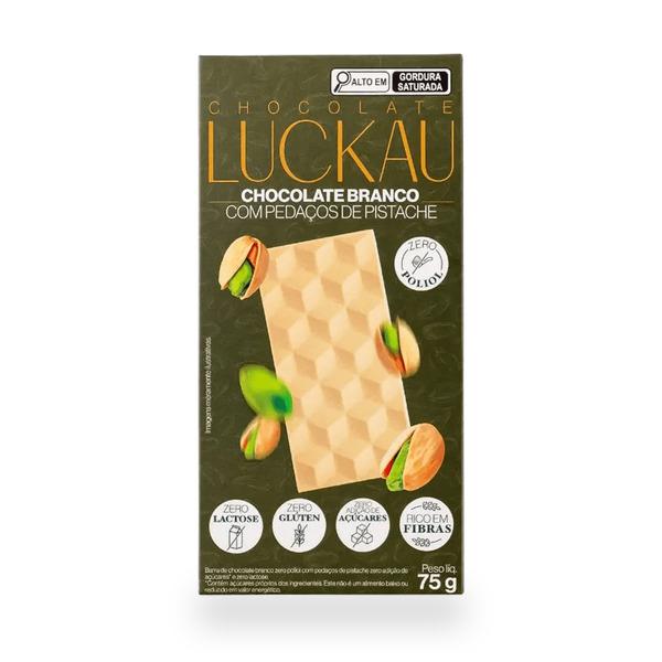 BARRA CHOCOLATE BCO/PISTACHE LUCKAU 75G