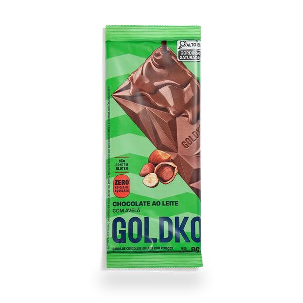 BARRA DE CHOCOLATE AO LEITE AVELÃ GOLDKO 80G