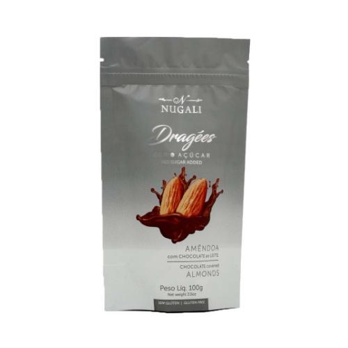 CHOCOLATE DRAGEÉS AMÊNDOAS CHOCOLATE ZERO AO LEITE NUGALI 100G