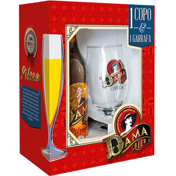 KIT COM COPO CERVEJAS DAMA PILSEN 600ML