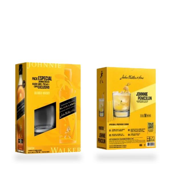 KIT J W BLACK LABEL 750ML 01 GARRAFA 01 COPO VIDRO