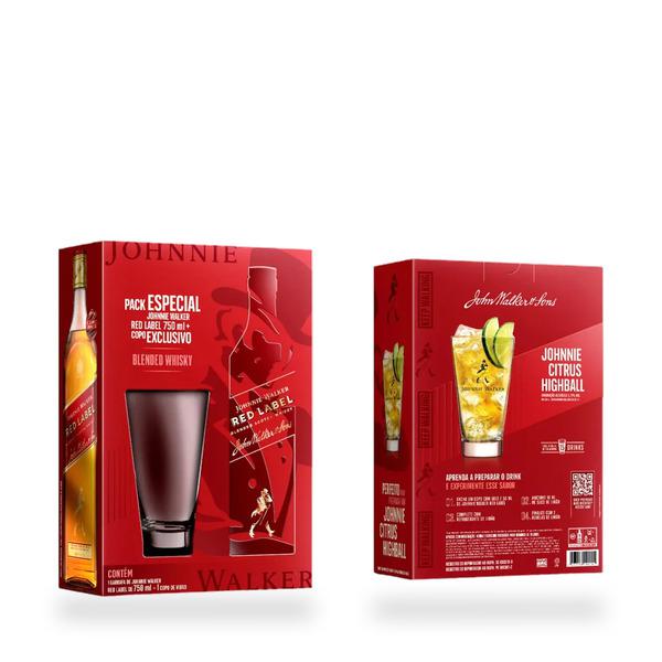 KIT J W RED LABEL 750ML 01 GARRAFA E 01 COPO VIDRO