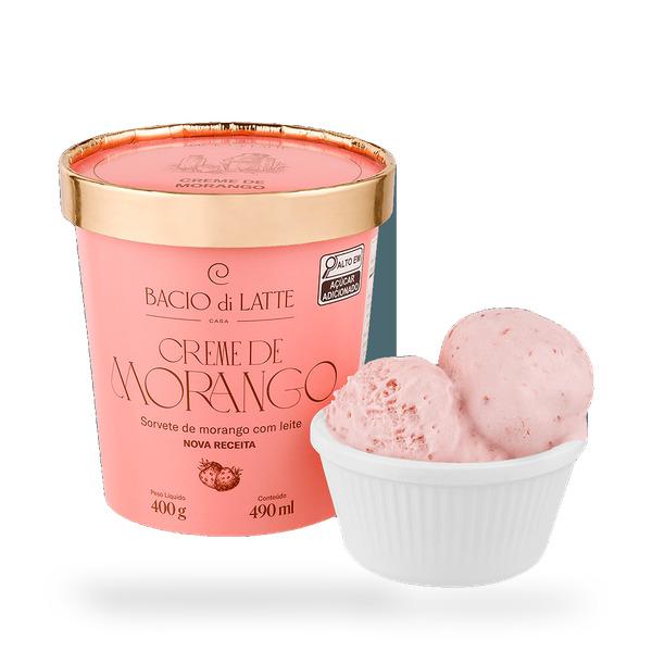 SORVETE BACIO GELATO CREME DE MORANGO POTE 490ML