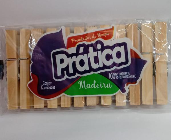 PRENDEDOR ROUPA PRATICA MADEIRA C/12